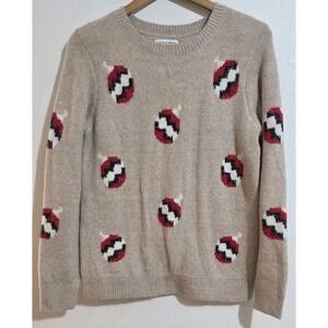 Cupcakes & Cashmere Womens Sweater Sz S Long Sleeve Pullover Tan‎ Holiday Xmas
